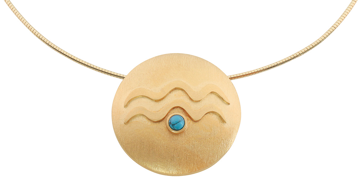 Petra Waszak: Sternzeichen-Collier ‚Wassermann‘ (21.01.-19.02.) mit Glücksstein Türkis, Schmuck