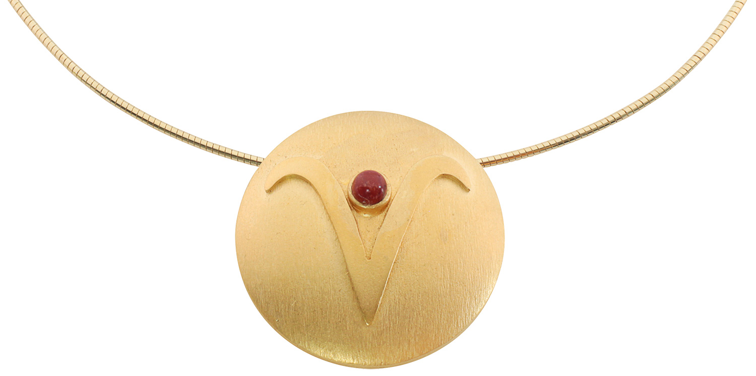 Petra Waszak: Sternzeichen-Collier ‚Widder‘ (21.03.-20.04.) mit Glücksstein Jaspis, Schmuck