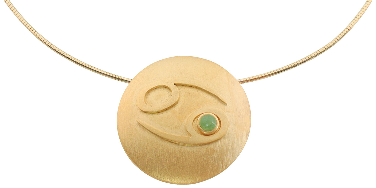 Petra Waszak: Sternzeichen-Collier ‚Krebs‘ (22.06.-22.07.) mit Glücksstein Aventurin, Schmuck