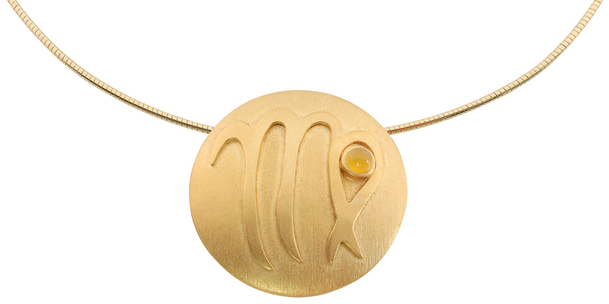 Petra Waszak: Sternzeichen-Collier ‚Jungfrau‘ (24.08.-23.09.) mit Glücksstein Citrin, Schmuck