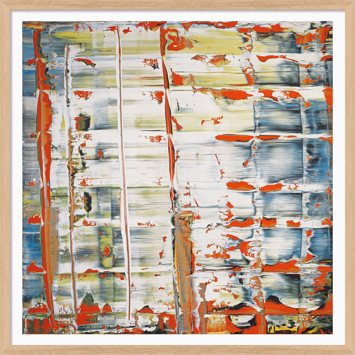 Gerhard Richter: Bild ‚Abstraktes Bild‘ (1992), Version naturfarben gerahmt