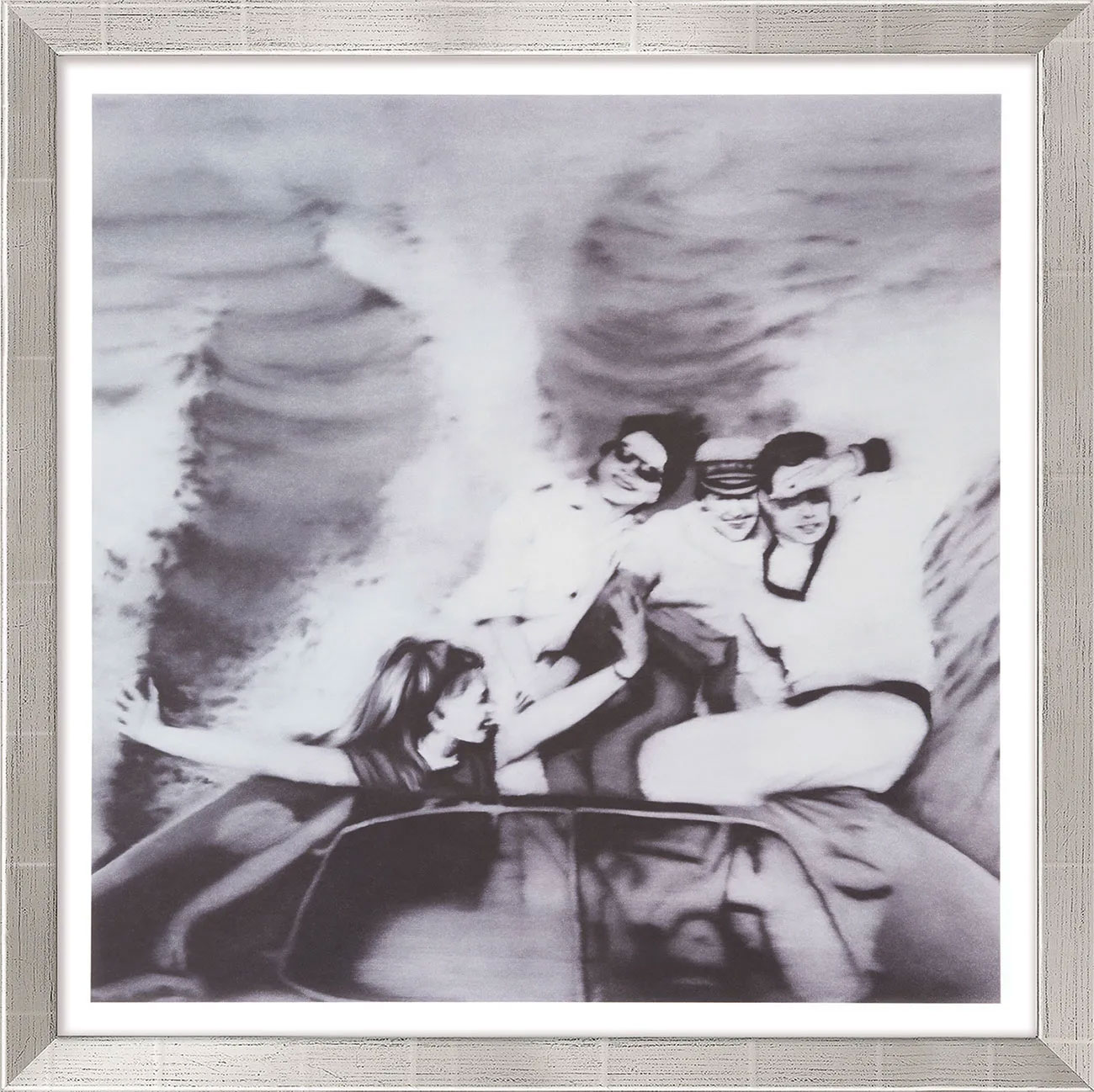 Gerhard Richter: Bild ‚Motorboot‘ (1965), Version silberfarben gerahmt