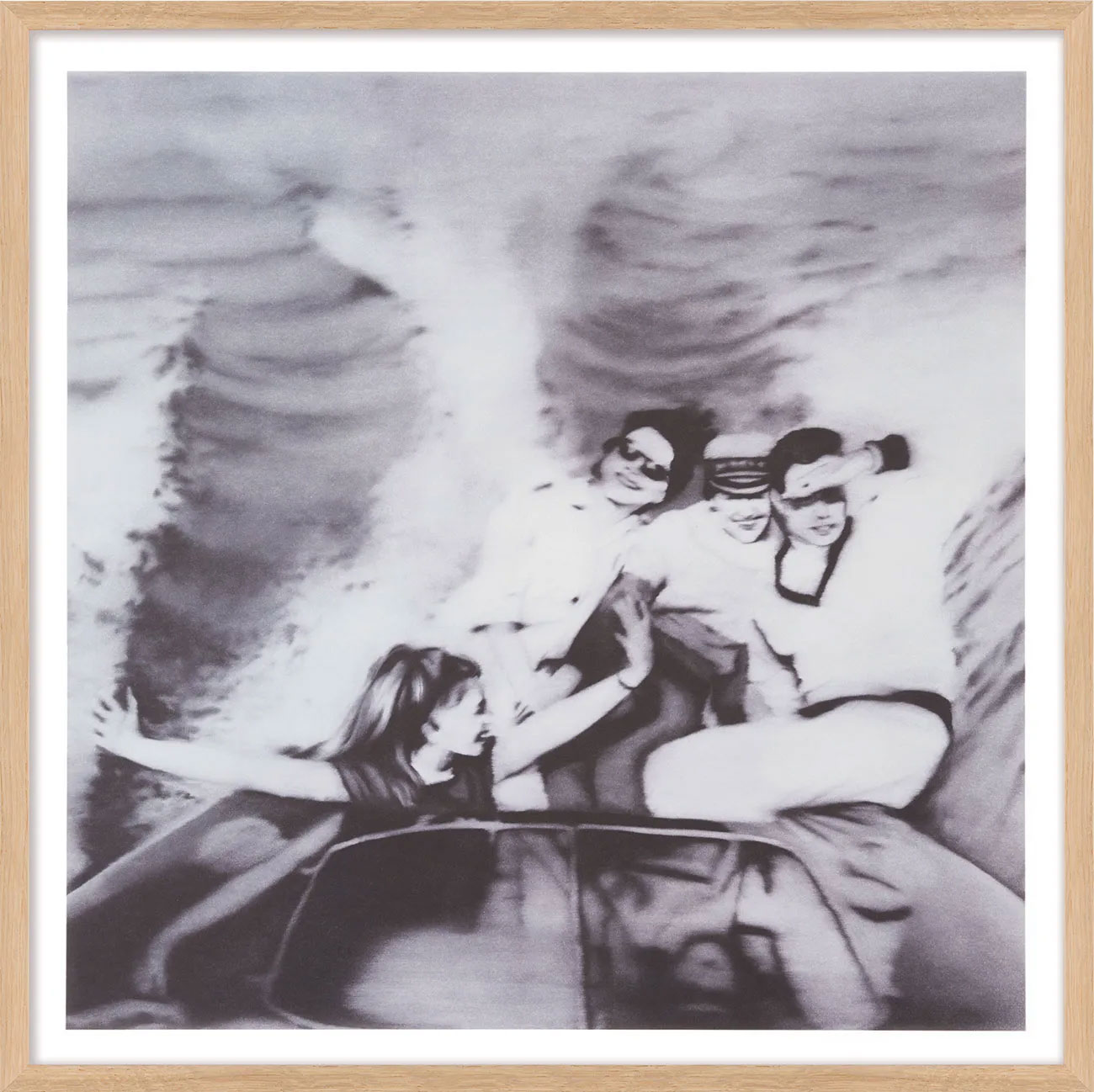 Gerhard Richter: Bild ‚Motorboot‘ (1965), Version naturfarben gerahmt