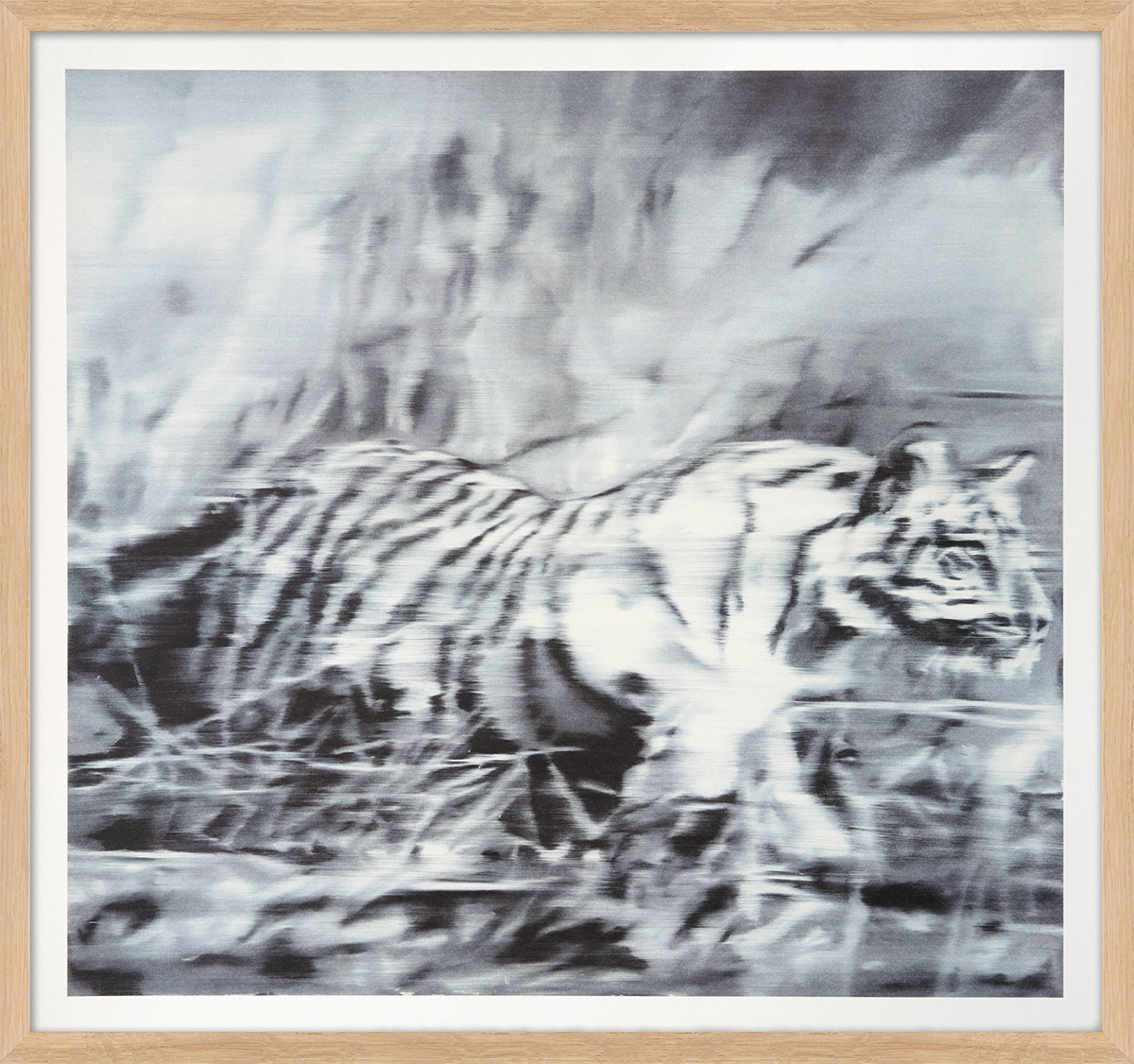 Gerhard Richter: Bild ‚Tiger‘ (1965), Version naturfarben gerahmt