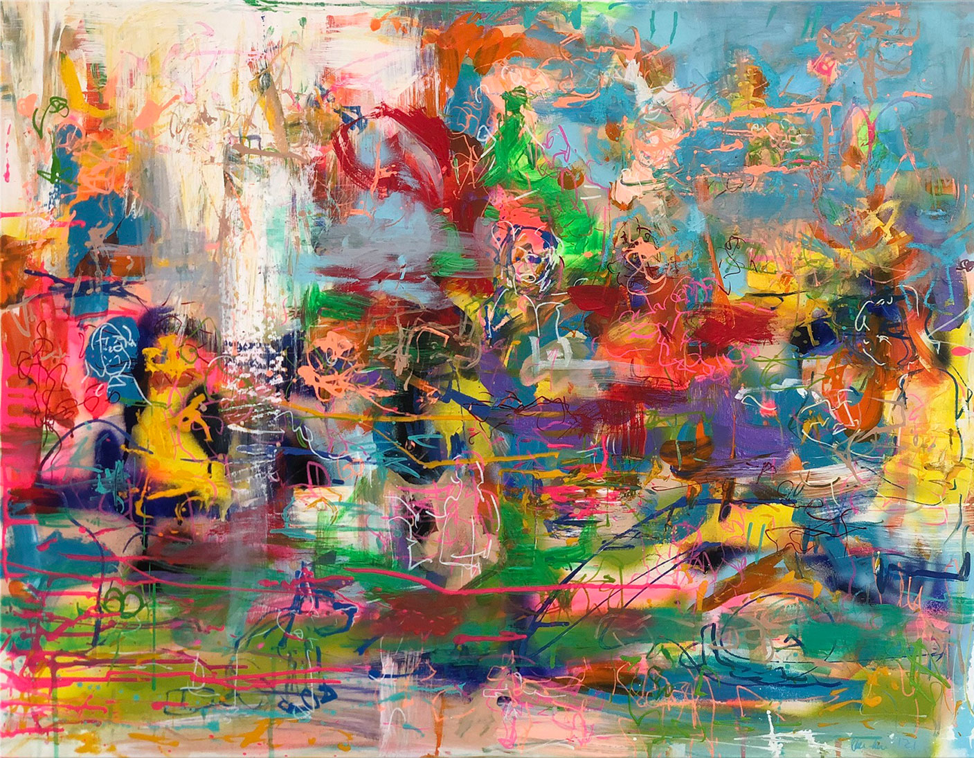 Nicole Leidenfrost: Bild ‚Freizeit‘ (2021) (Original / Unikat), auf Keilrahmen