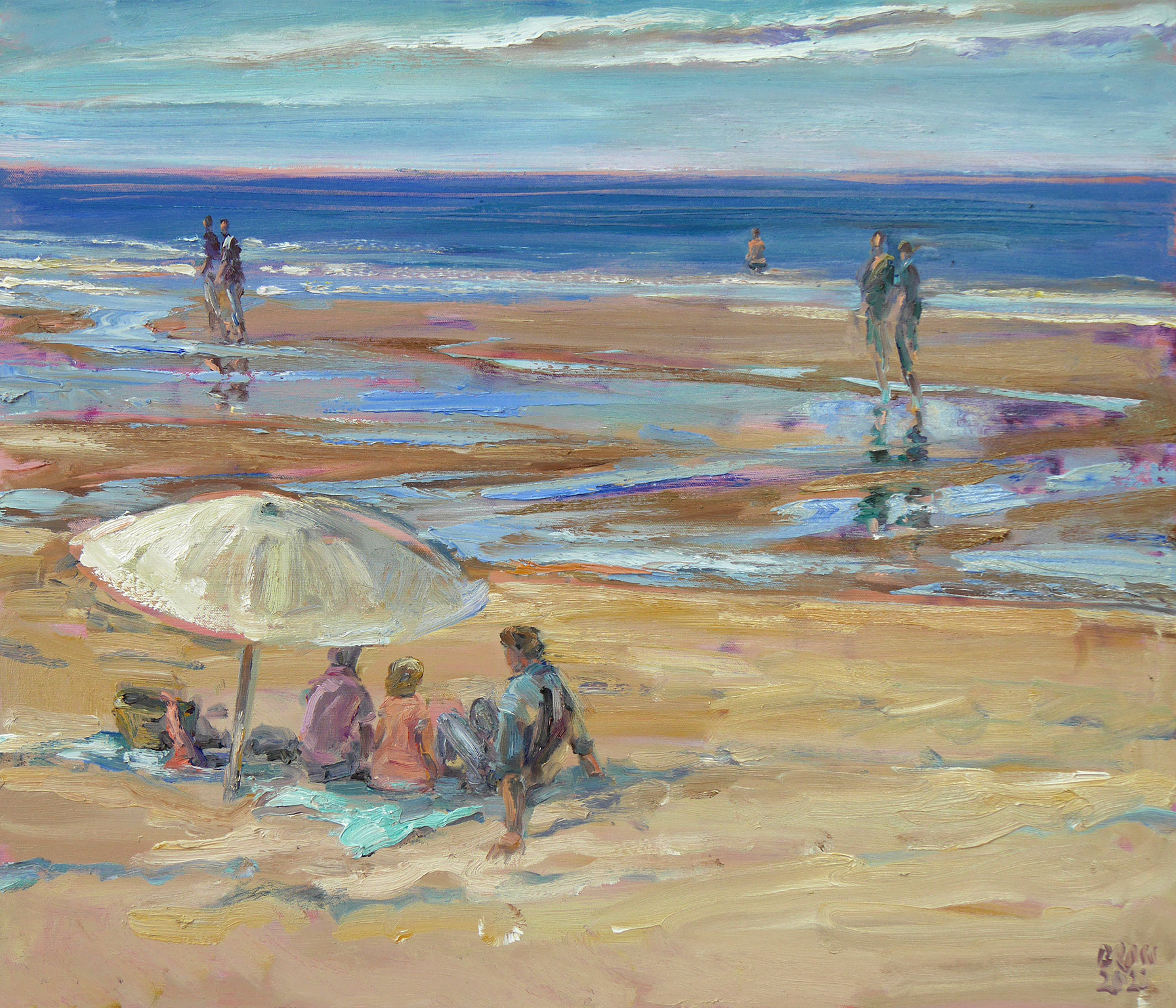 Sibylle Bross: Bild ‚Am Strand‘ (2022) (Original / Unikat), auf Keilrahmen