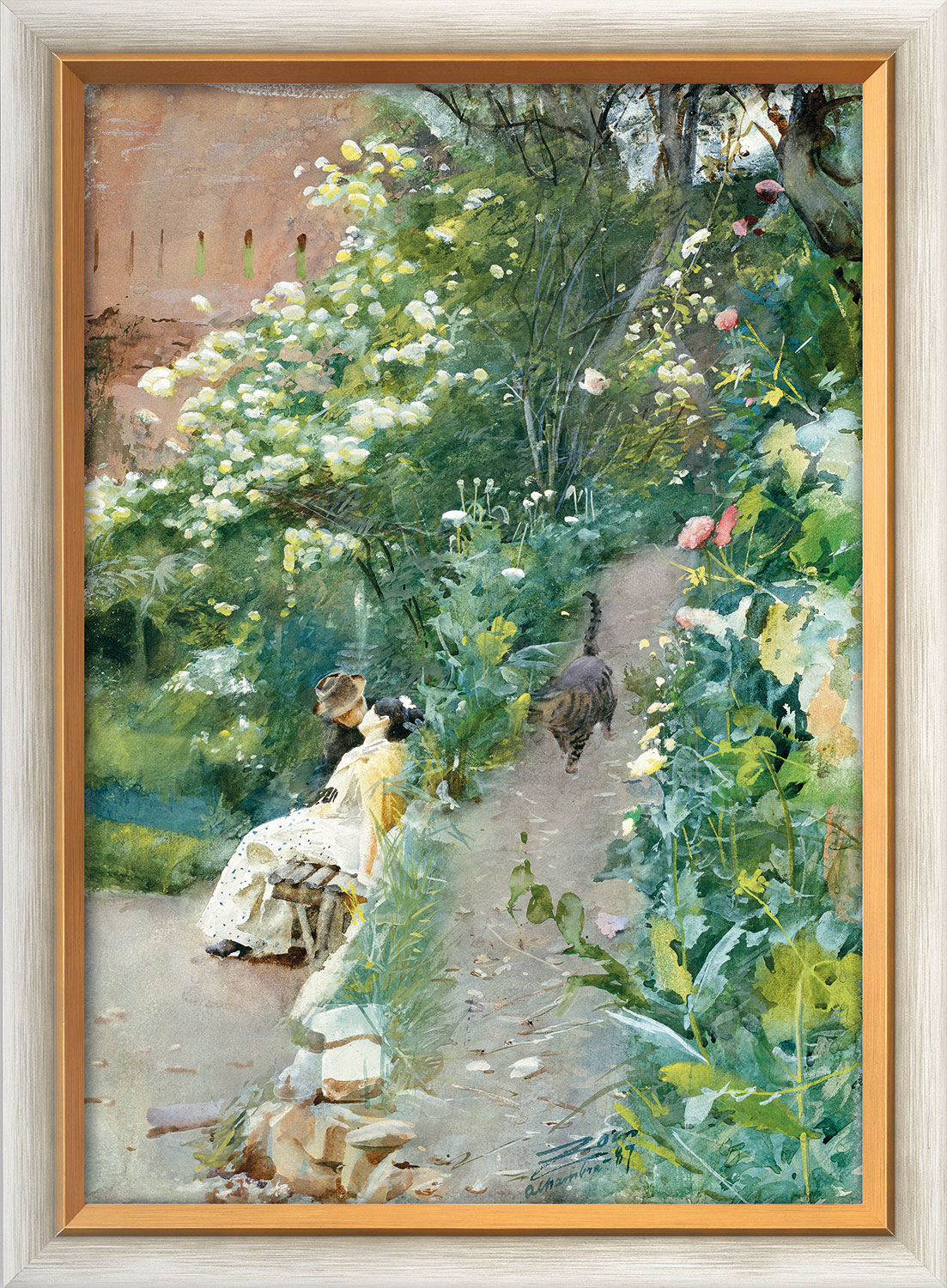 Anders Zorn: Bild ‚Im Garten der Alhambra‘ (1887), gerahmt