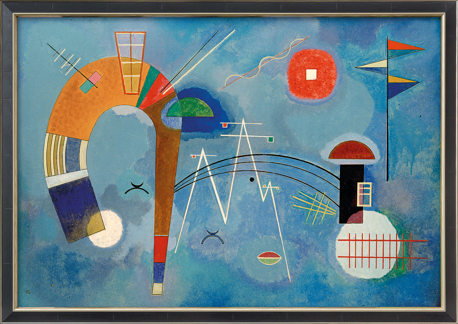 Wassily Kandinsky: Bild ‚Rund und spitz‘ (1930), gerahmt