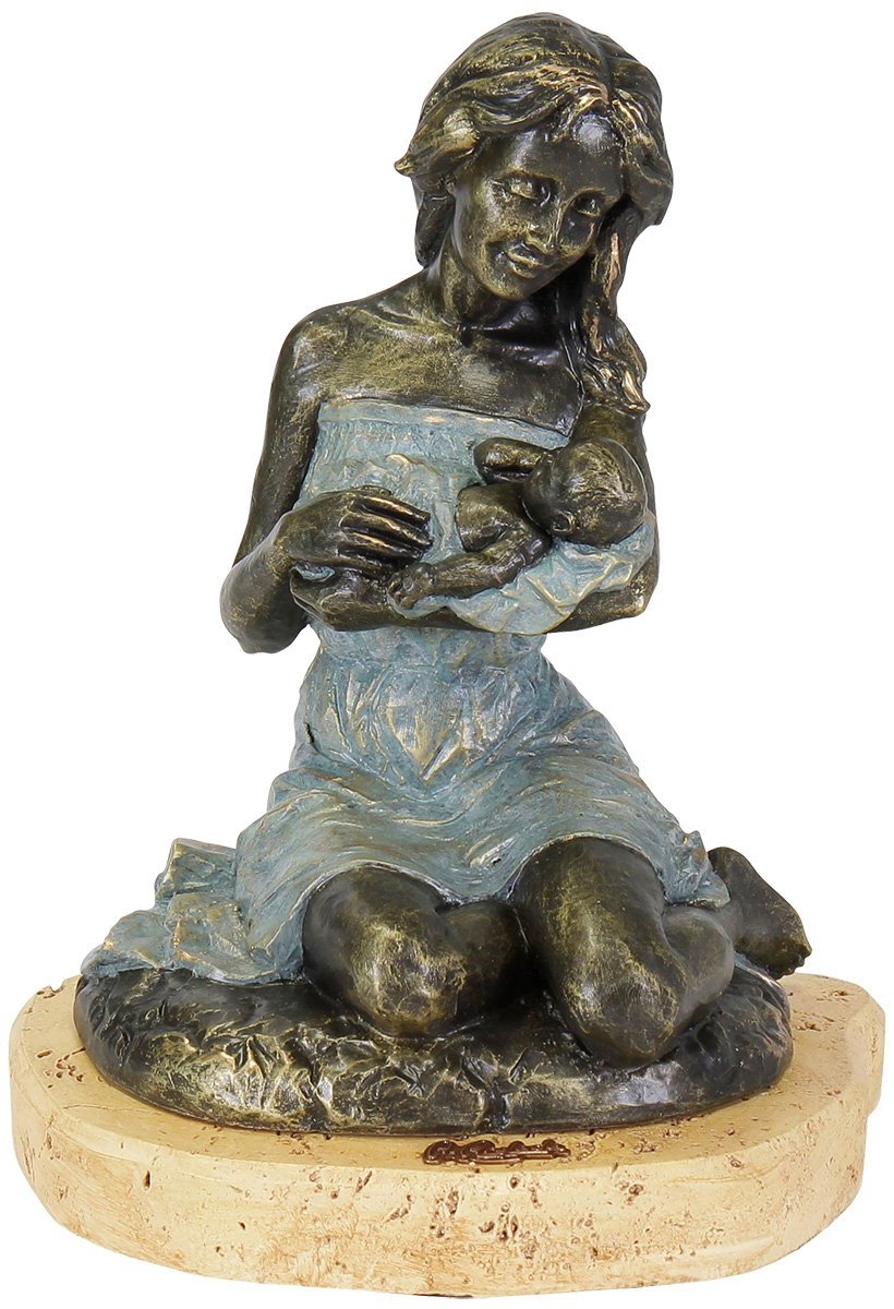 Angeles Anglada: Skulptur ‚Zuwendung‘, Kunstguss Steinoptik