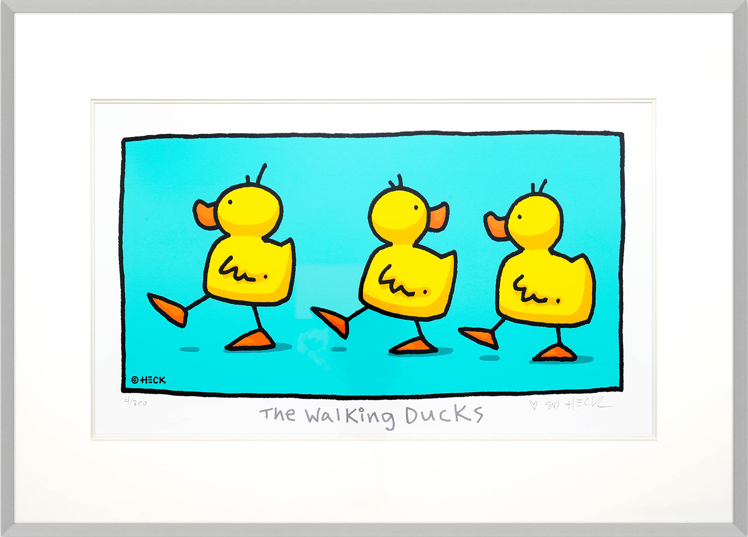 Ed Heck: Bild ‚The Walking Ducks‘ (2021), gerahmt