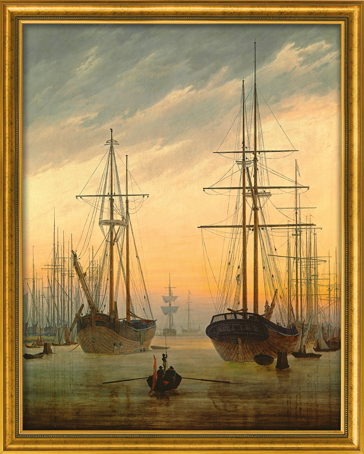 Caspar David Friedrich: Bild ‚Ansicht eines Hafens‘ (um 1815/16), gerahmt