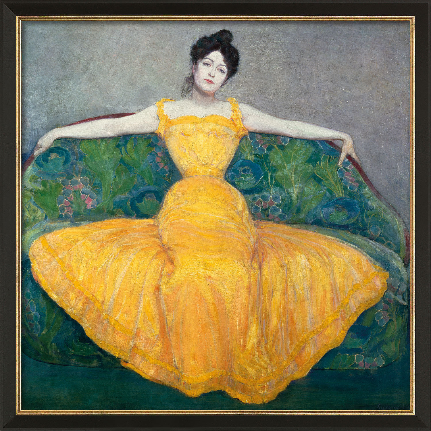 Max Kurzweil: Bild ‚Dame in Gelb‘ (1899), gerahmt