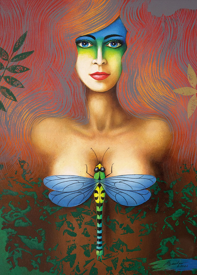 Michael Becker: Bild ‚Libelle‘ (2022), auf Keilrahmen