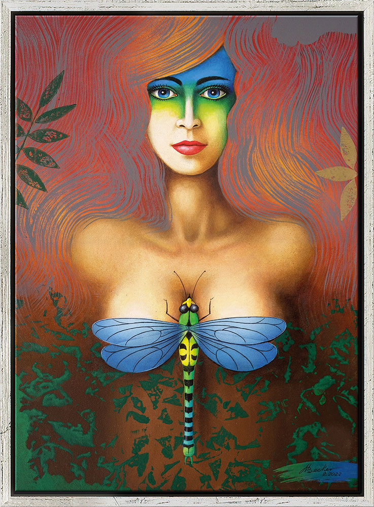 Michael Becker: Bild ‚Libelle‘ (2022), gerahmt