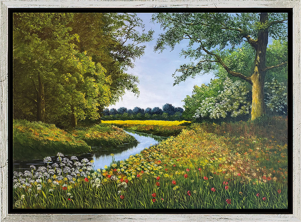 Arnold Voet: Bild ‚Wildblumenwiese‘ (2023), gerahmt