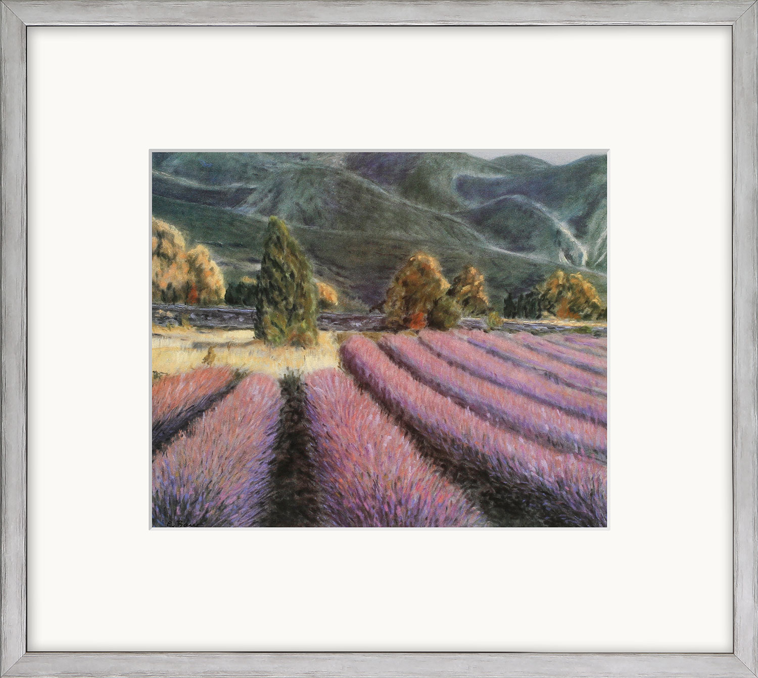 Eleonore Baur-Brinkman: Bild ‚Lavendelfelder‘, gerahmt