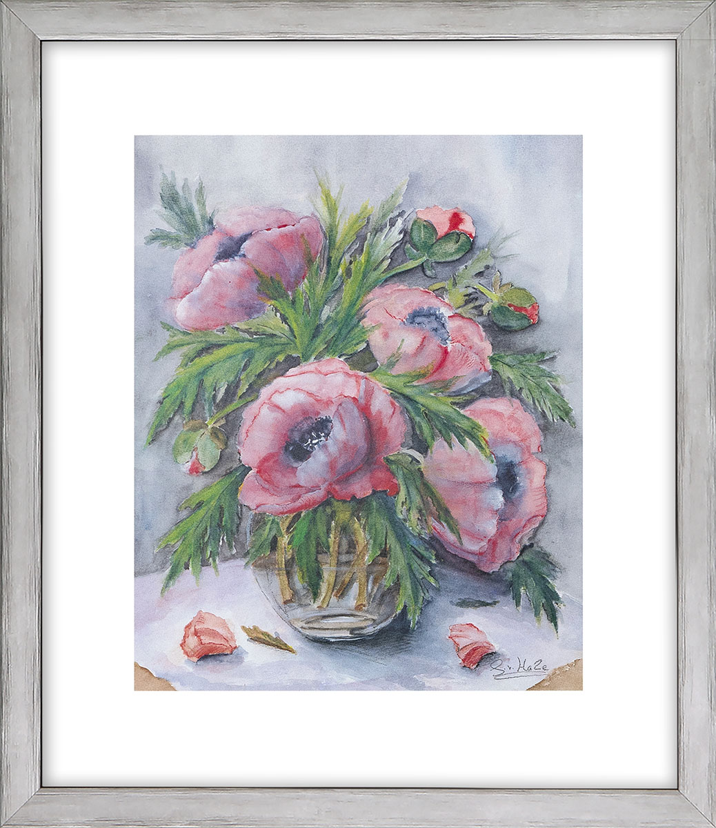 Gabriele von Hake: Bild ‚Rosa Mohn 2410‘, gerahmt