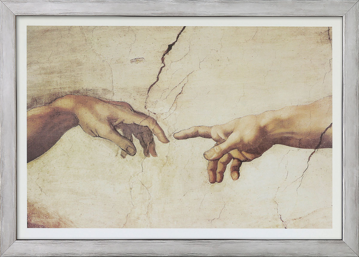 Michelangelo Buonarroti: Bild ‚Creatino Di Adamo (Die Erschaffung Adams)‘, gerahmt