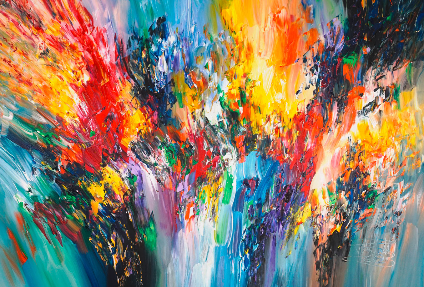 Peter Nottrott: Bild ‚Celebration Of Colors‘ (2023) (Original / Unikat), auf Keilrahmen