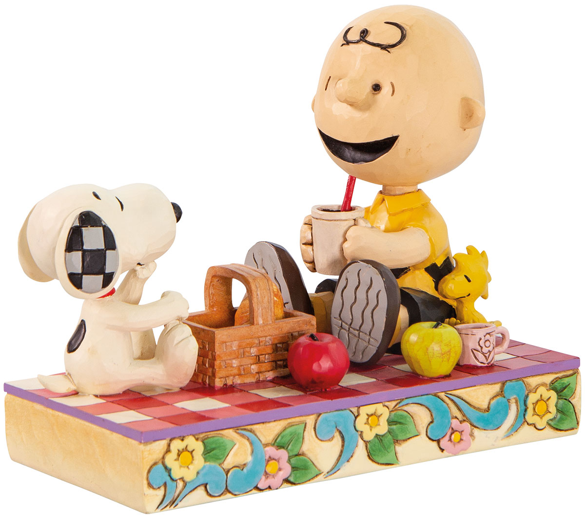 Jim Shore: Skulptur ‚Snoopy, Woodstock und Charlie beim Picknick‘, Kunstguss