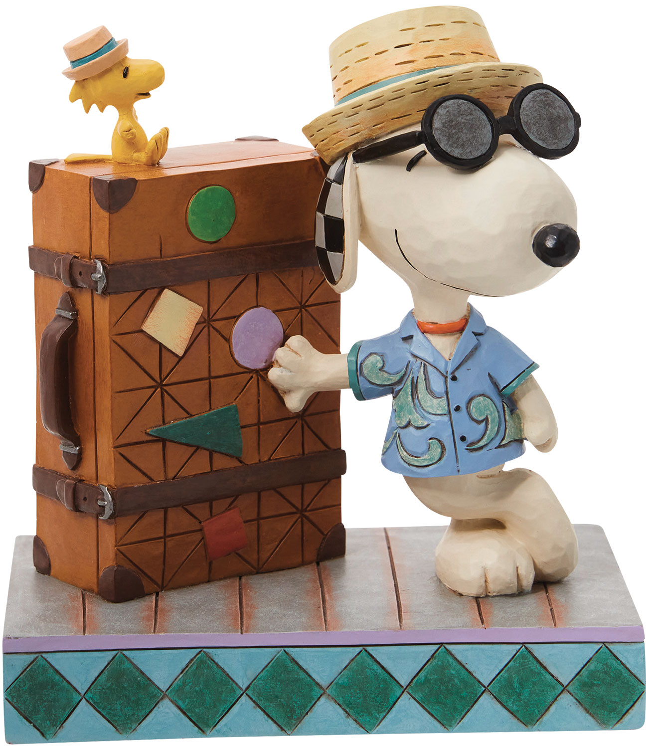 Jim Shore: Skulptur ‚Snoopy und Woodstock auf Reisen‘, Kunstguss