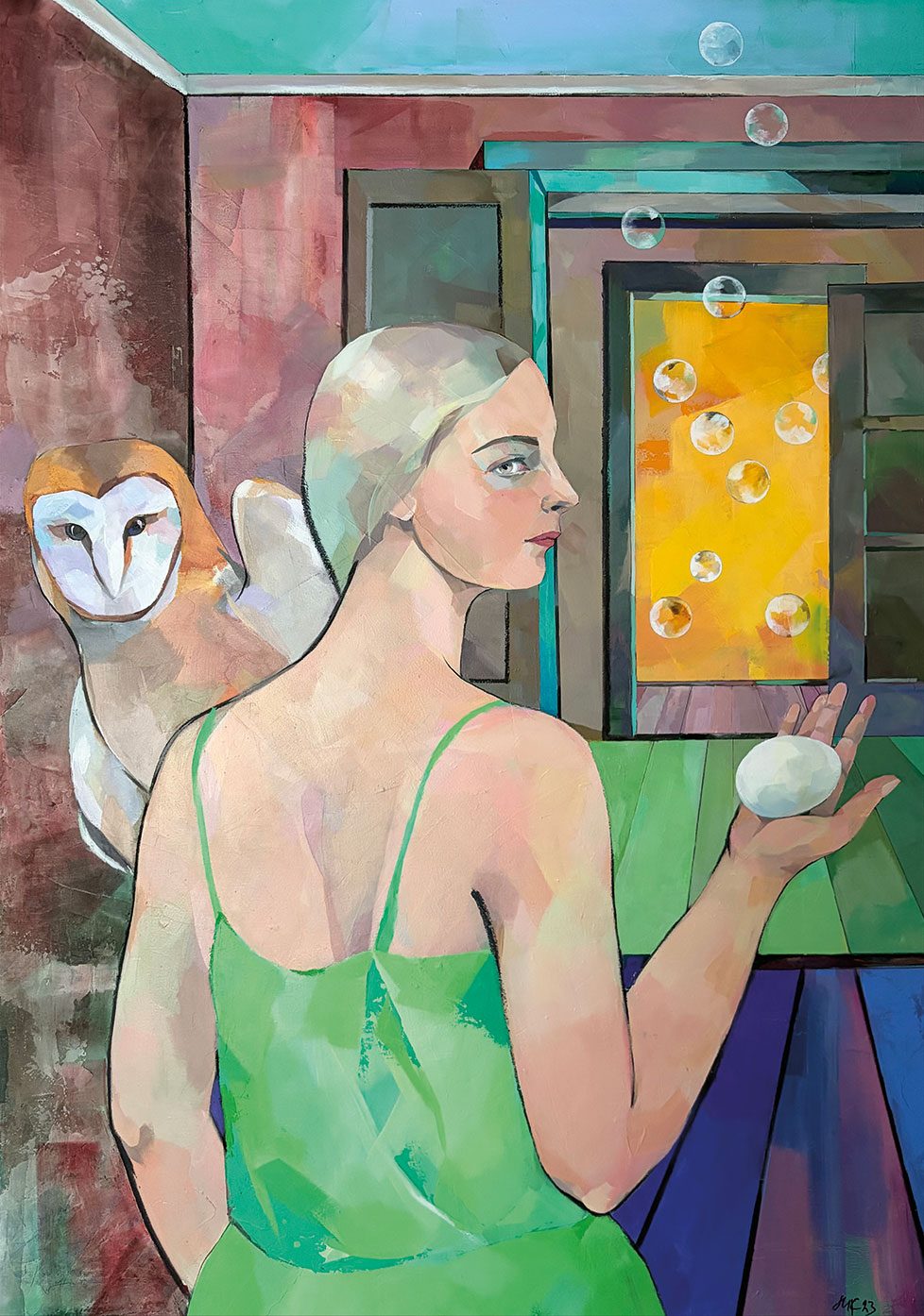 Marina Krasnitskaya: Bild ‚Kindheit‘ (2023), auf Keilrahmen