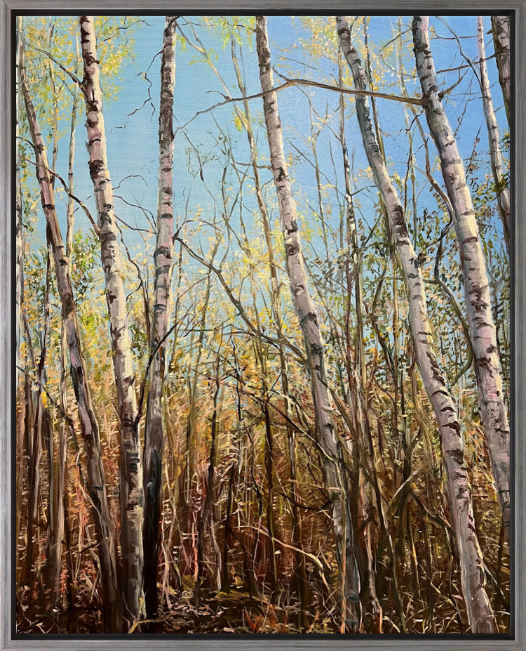 Burkhard Kern: Bild ‚Birken im Frühling I‘ (2023), gerahmt
