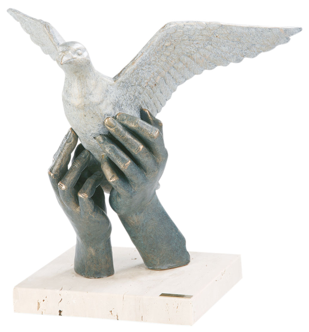 Angeles Anglada: Skulptur ‚Allegorie des Friedens‘, Kunstguss Steinoptik