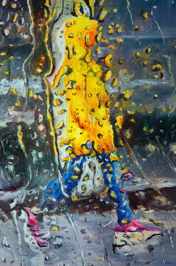 Simone Westphal: Bild ‚Rainwalk‘ (2023) (Original / Unikat), auf Keilrahmen