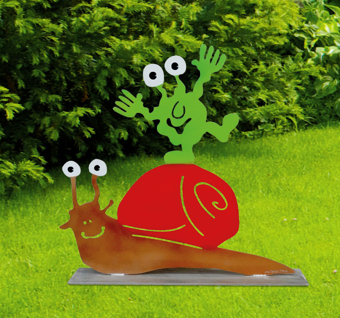 Patrick Preller: Gartenskulptur ‚Rennschnecke‘