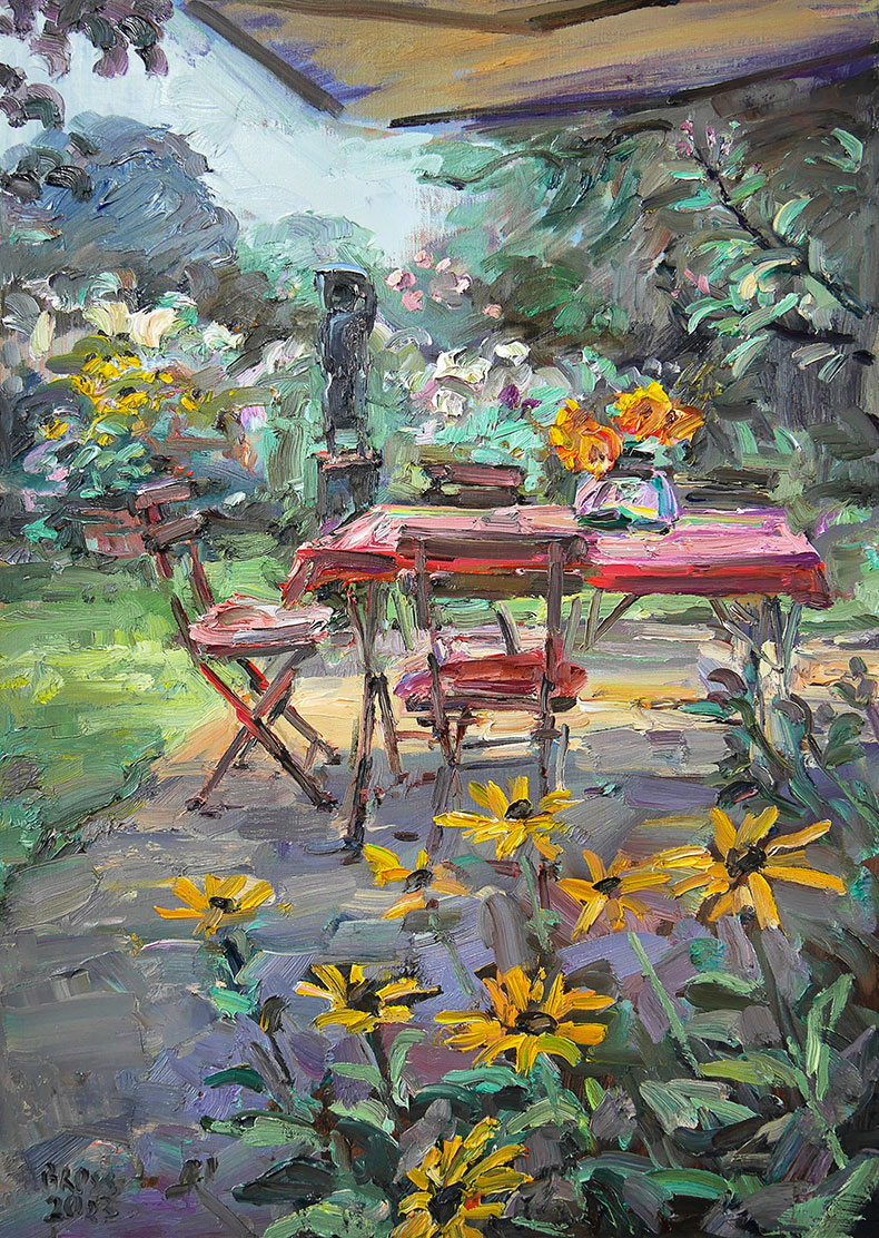 Sibylle Bross: Bild ‚Rudbeckia‘ (2023) (Original / Unikat), auf Keilrahmen