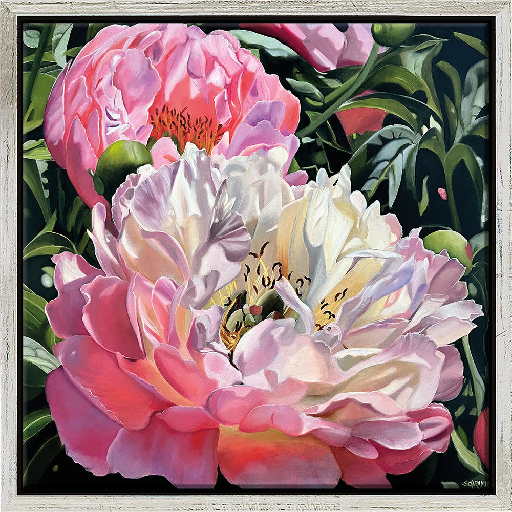 Sabine Schramm: Bild ‚Pfingstrosen | Peony Blossom‘ (2022), gerahmt