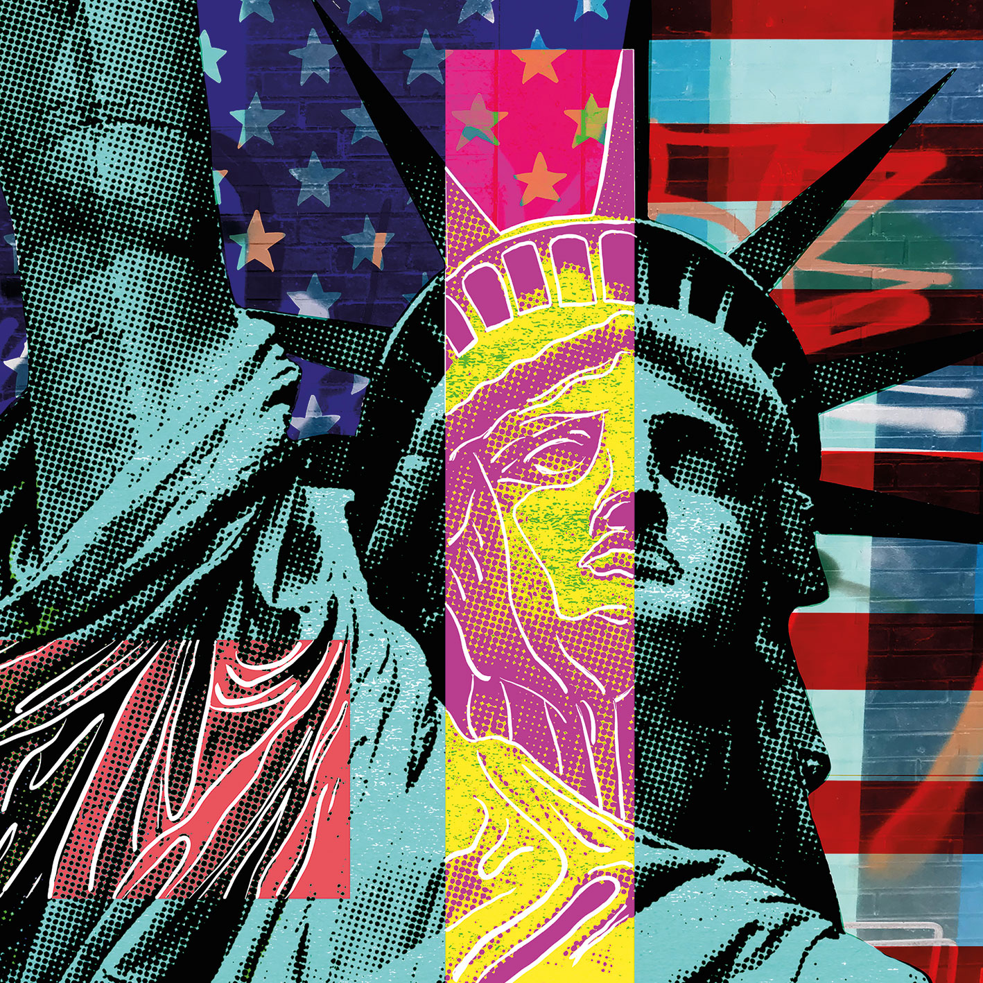 Holger Mühlbauer-Gardemin: Bild ‚POP Liberty‘ (2024) (Original / Unikat), auf Keilrahmen