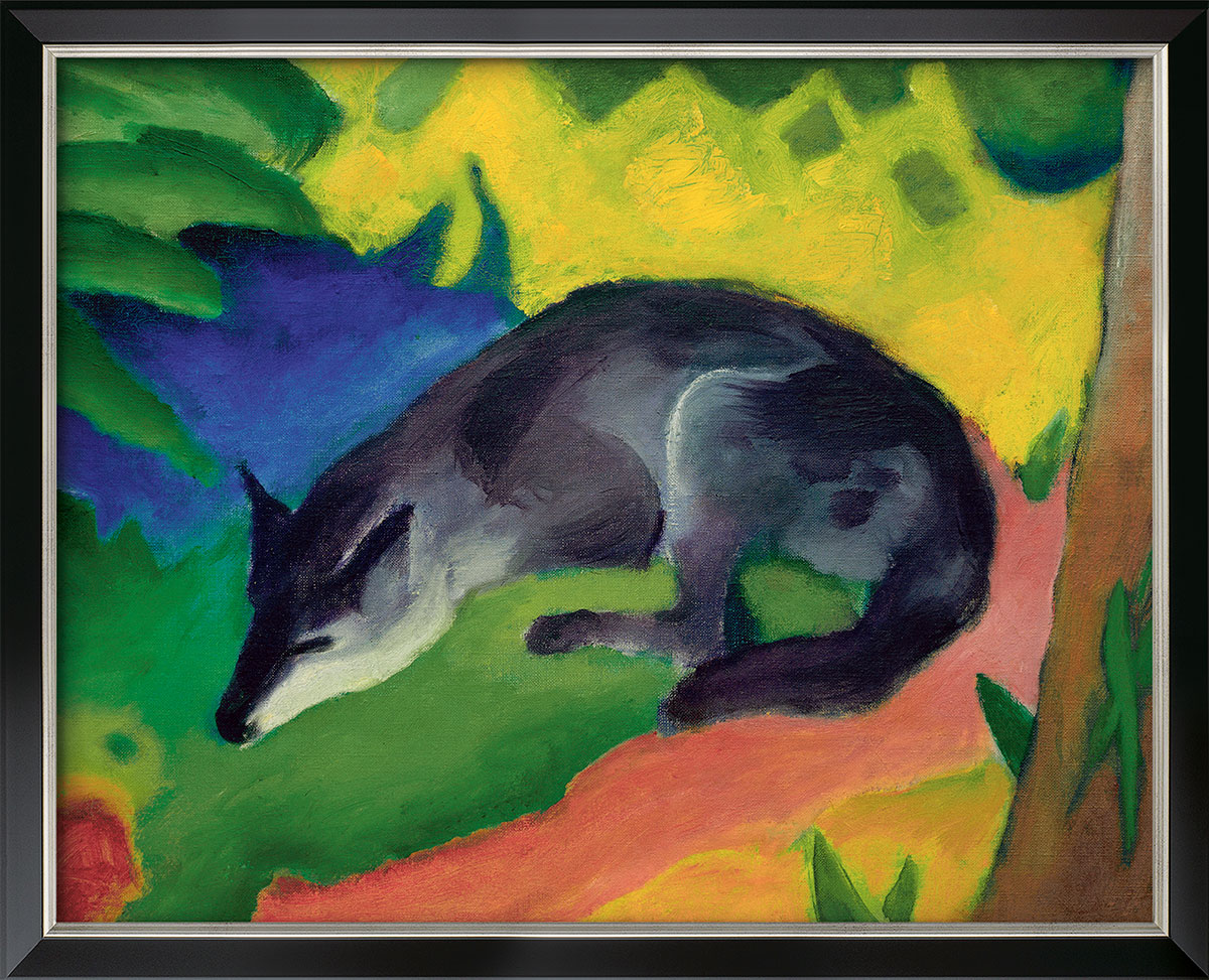 Franz Marc: Bild ‚Fuchs (Blauschwarzer Fuchs)‘ (1911), gerahmt