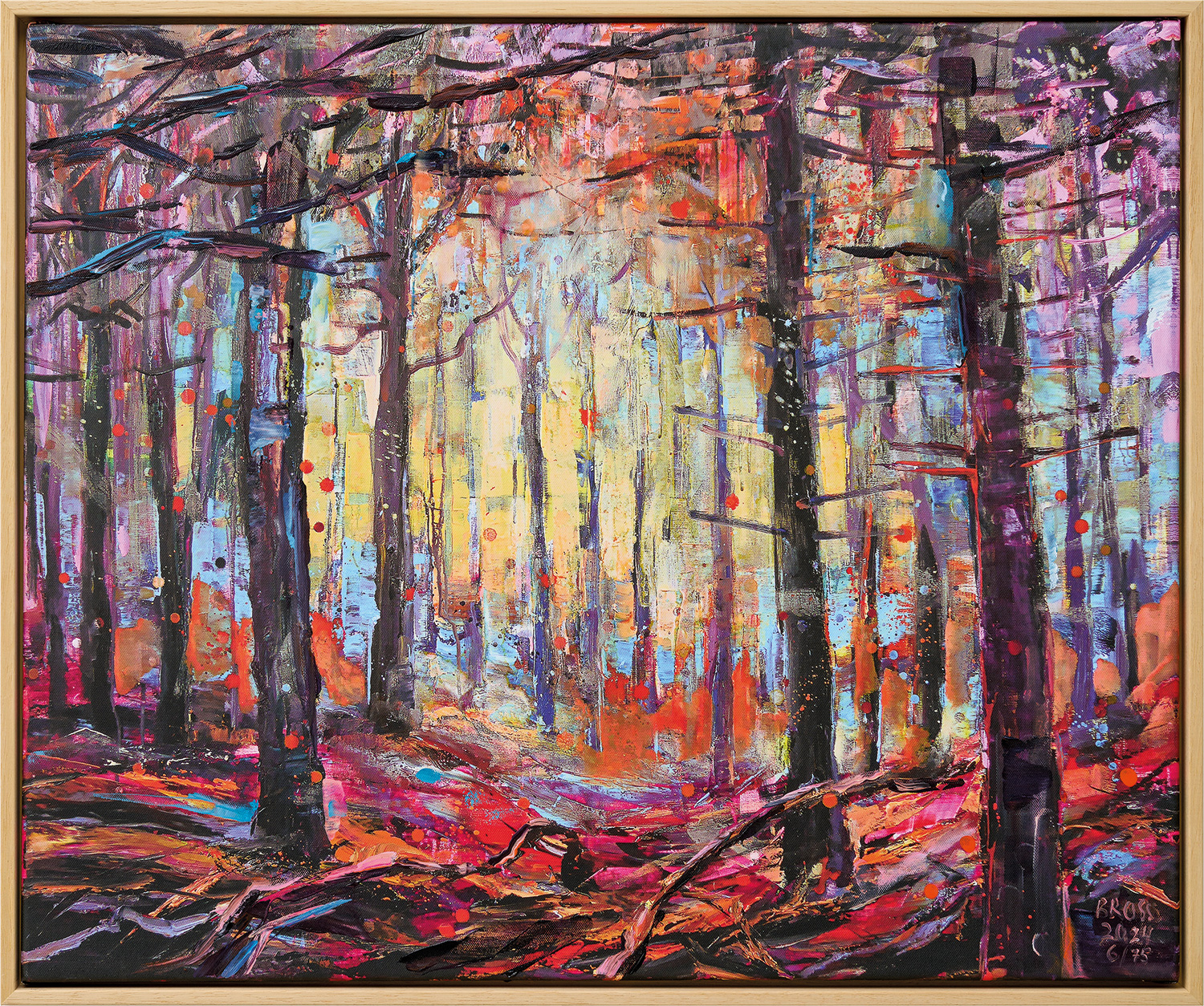 Sibylle Bross: Bild ‚Hochwald‘ (2024, serielles Unikat), gerahmt