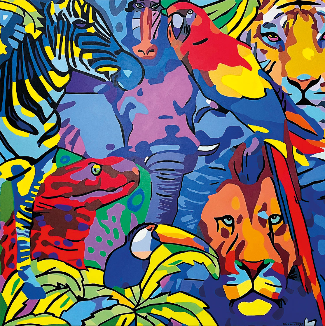Uli Fischer: Bild ‚Jungle‘ (2023), auf Keilrahmen