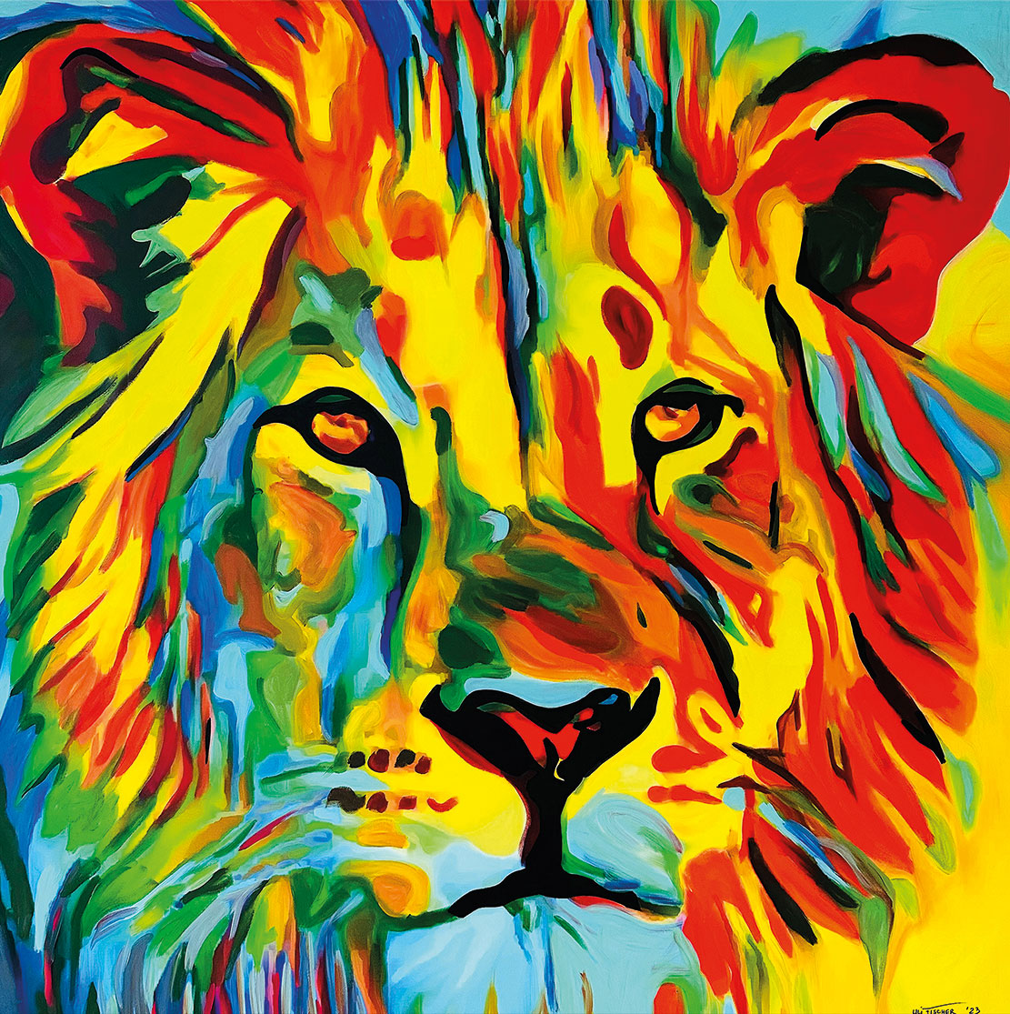 Uli Fischer: Bild ‚Lion‘ (2023), auf Keilrahmen