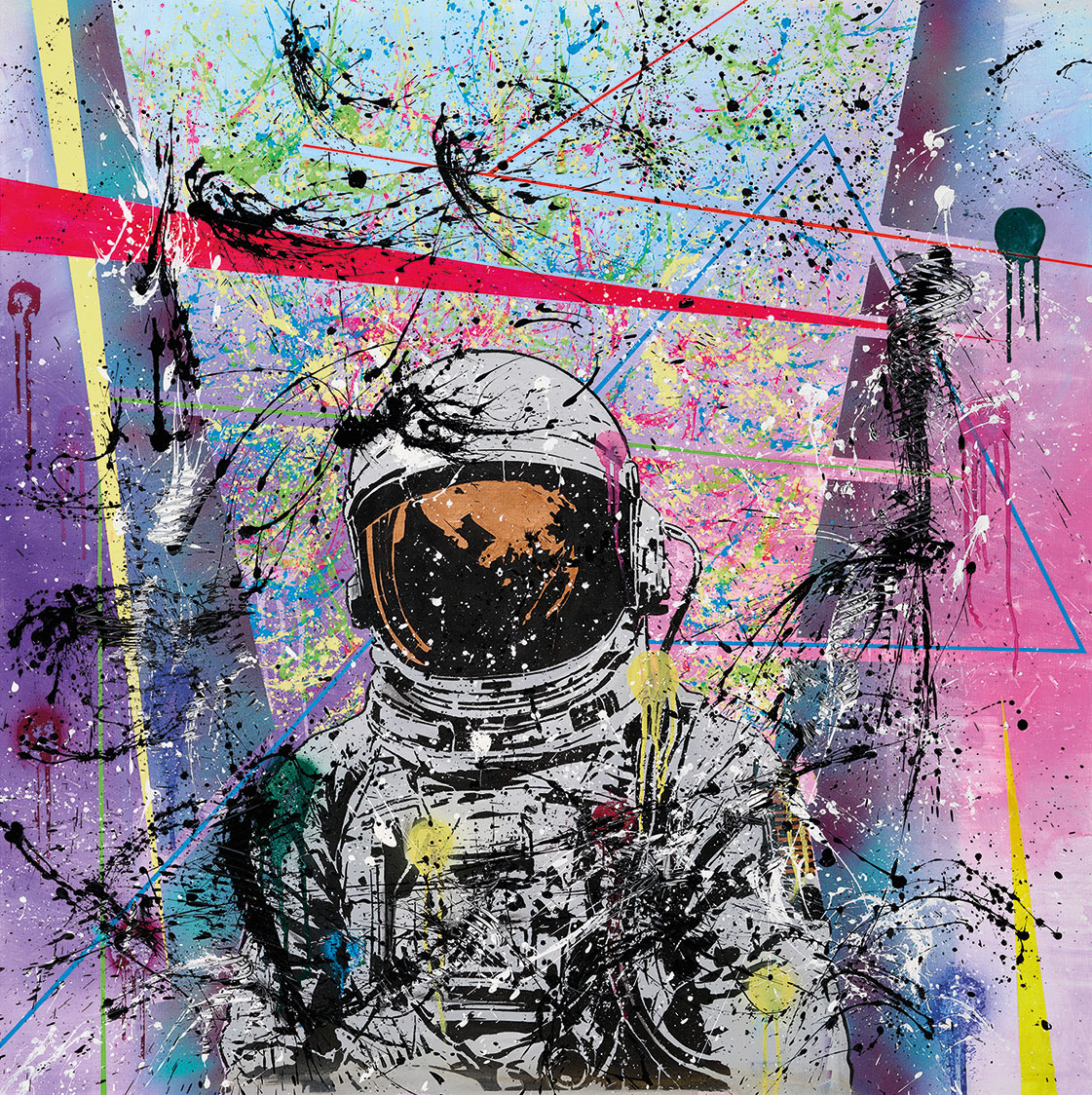 Andreas Lippke: Bild ‚Space Rain‘ (2023), auf Keilrahmen