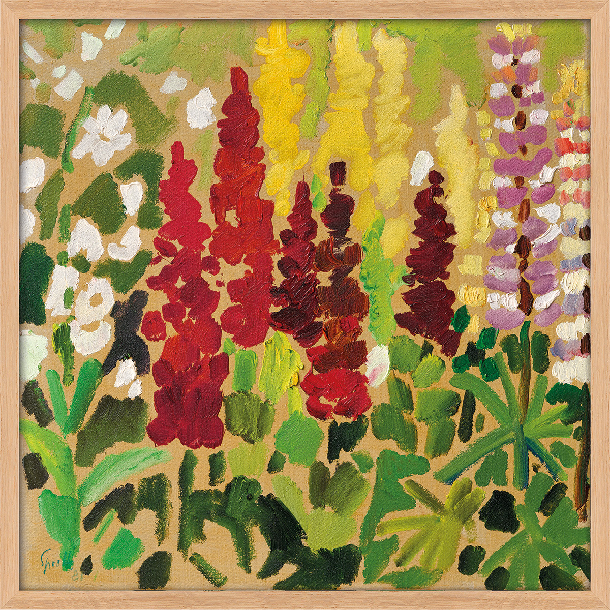 Siegward Sprotte: Bild ‚In meinem Garten‘ (1981), Version hell gerahmt