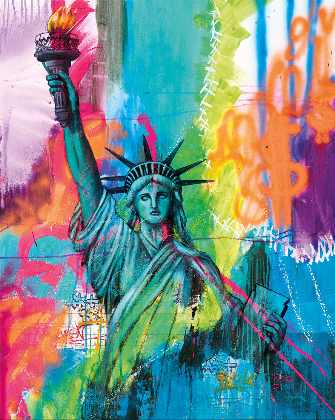 Kristin Preugschat: Bild ‚Lady Liberty‘ (2023), auf Keilrahmen