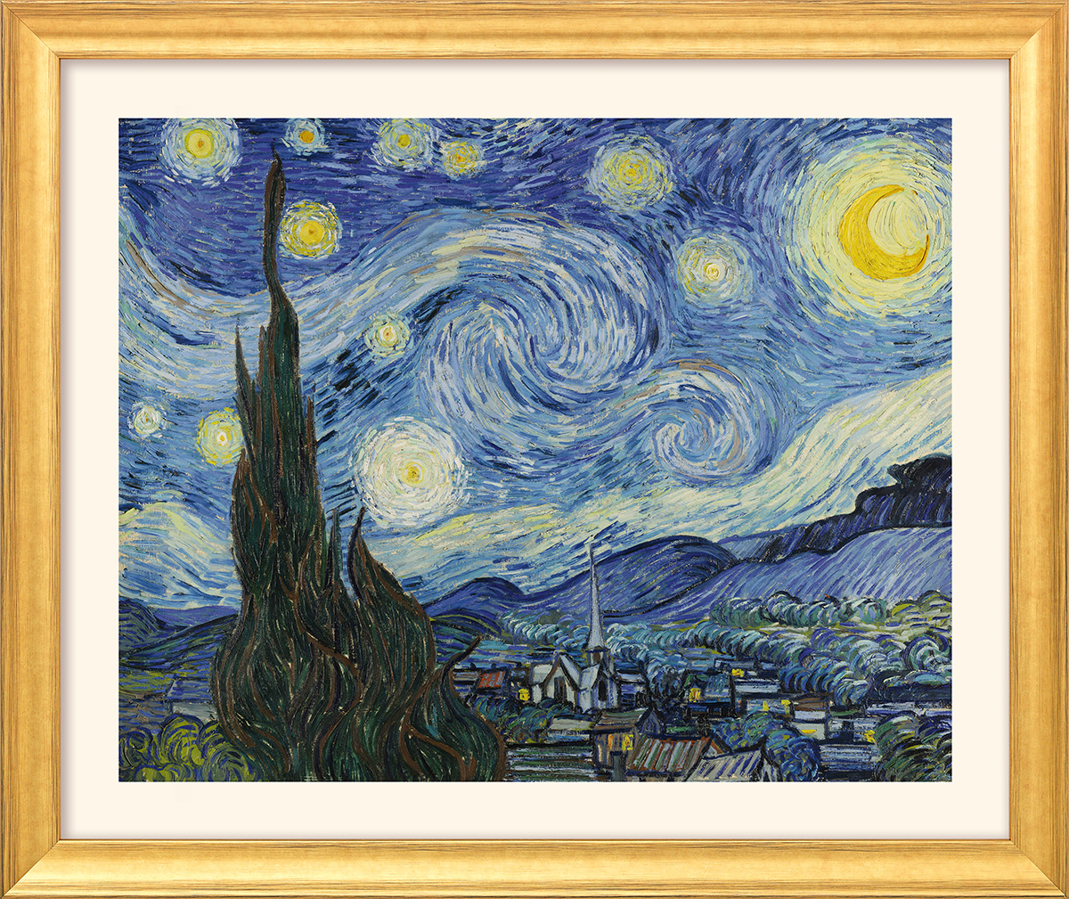 Vincent van Gogh: Bild ‚Sternennacht‘ (1889), gerahmt