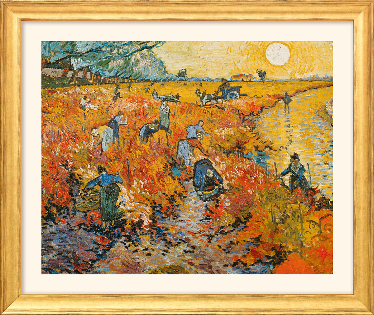 Vincent van Gogh: Bild ‚Der rote Weingarten in Arles‘ (1888), gerahmt
