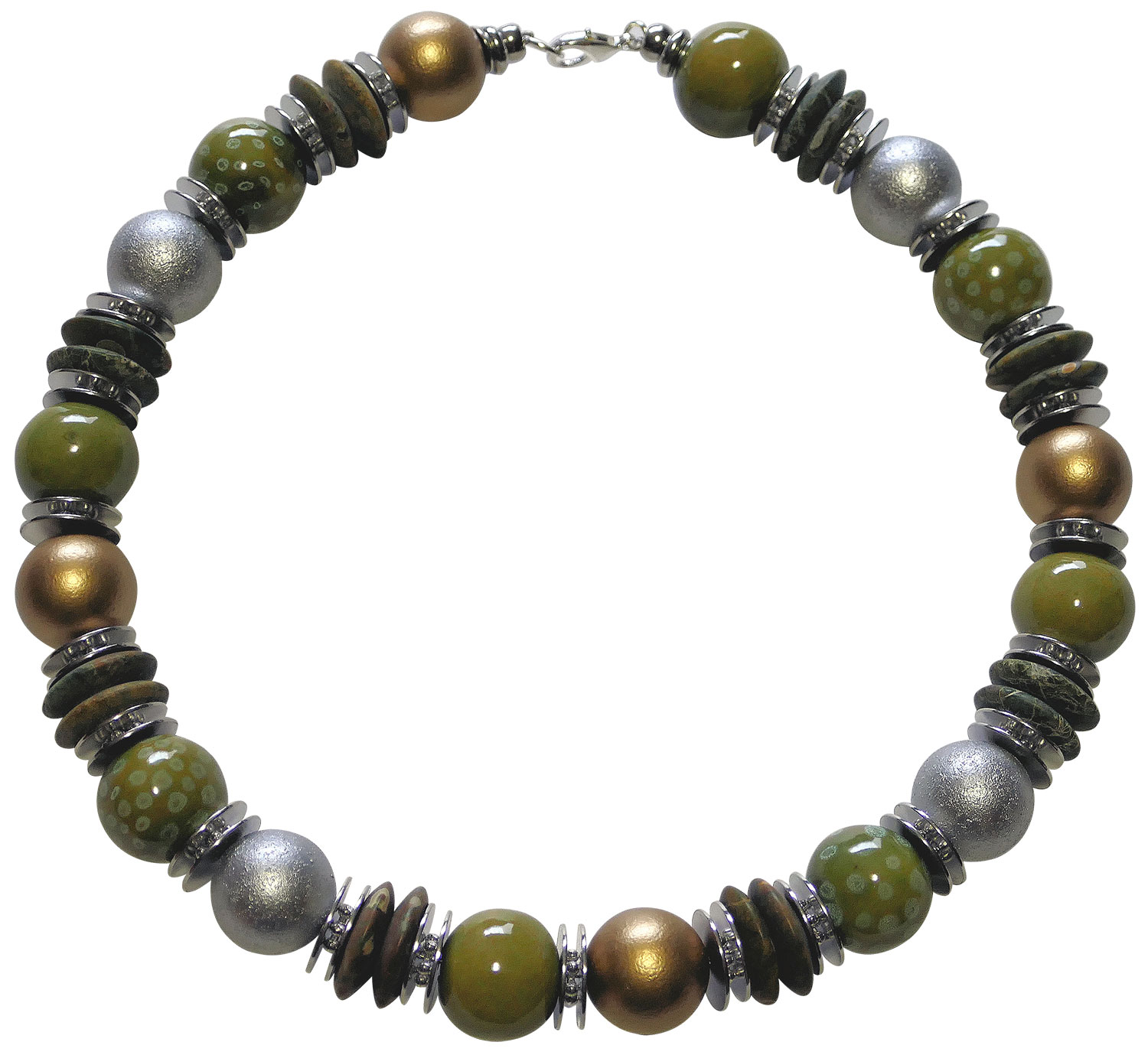 Anna Mütz: Perlencollier ‚Symphony in Green‘, Schmuck