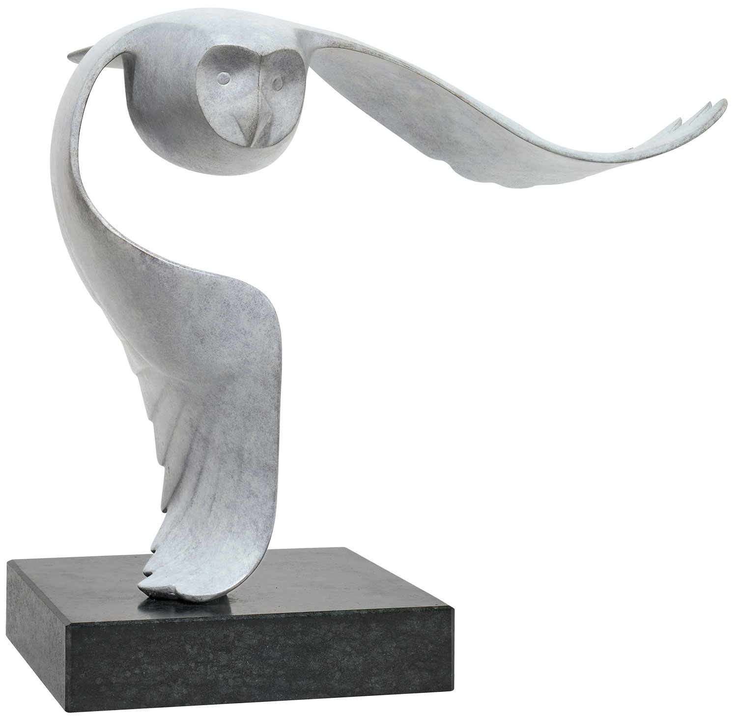 Evert den Hartog: Skulptur ‚Sneeuwuil – Schneeeule‘, Bronze grau