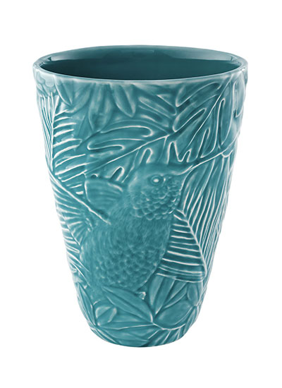 Bordallo Pinheiro: Keramikvase ‚Equatorial blau‘ (kleine Version, Höhe 20 cm)