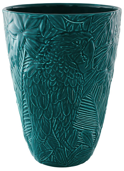 Bordallo Pinheiro: Keramikvase ‚Equatorial petrol‘ (große Version, Höhe 25 cm)