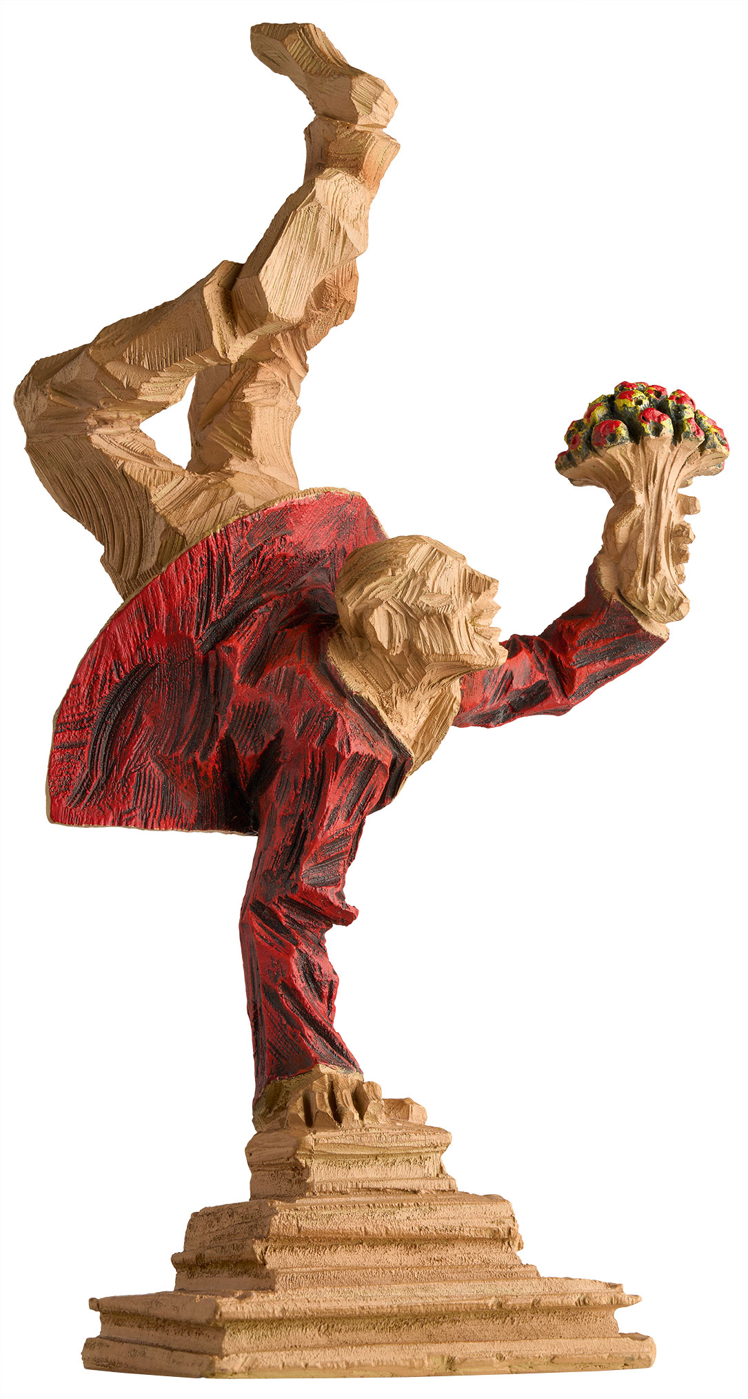 Roman Johann Strobl: Holzskulptur ‚All The Best‘, Kunstguss Holzoptik