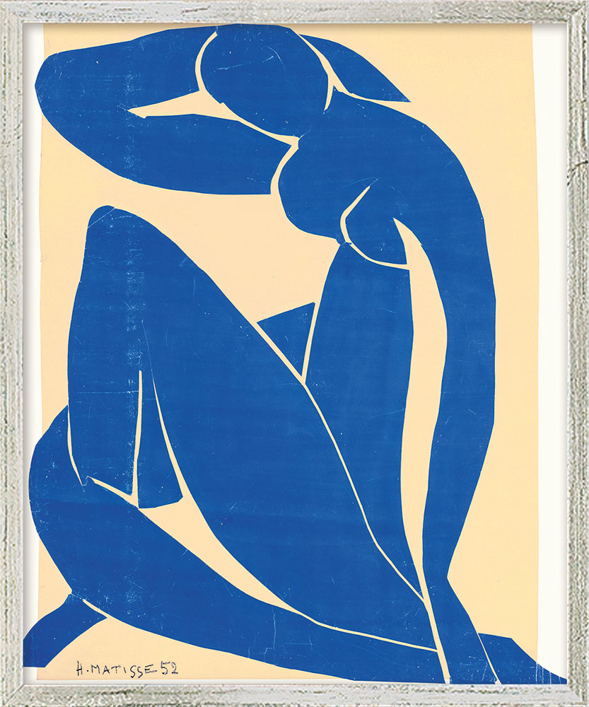 Henri Matisse: Bild ‚Blauer Akt II‘ (1952), Version silberfarben gerahmt