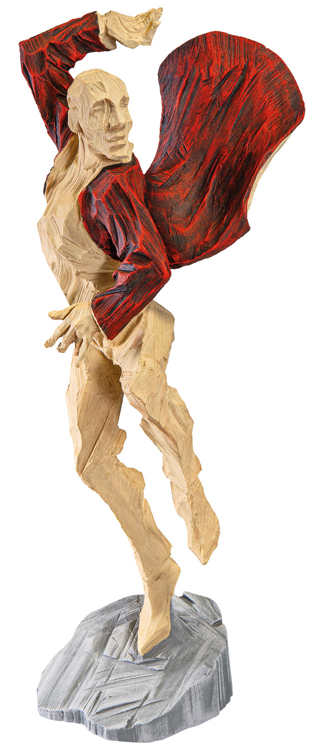 Roman Johann Strobl: Holzskulptur ‚Tanz durch’s Leben‘ (2024, serielles Unikat), Kunstguss Holzoptik