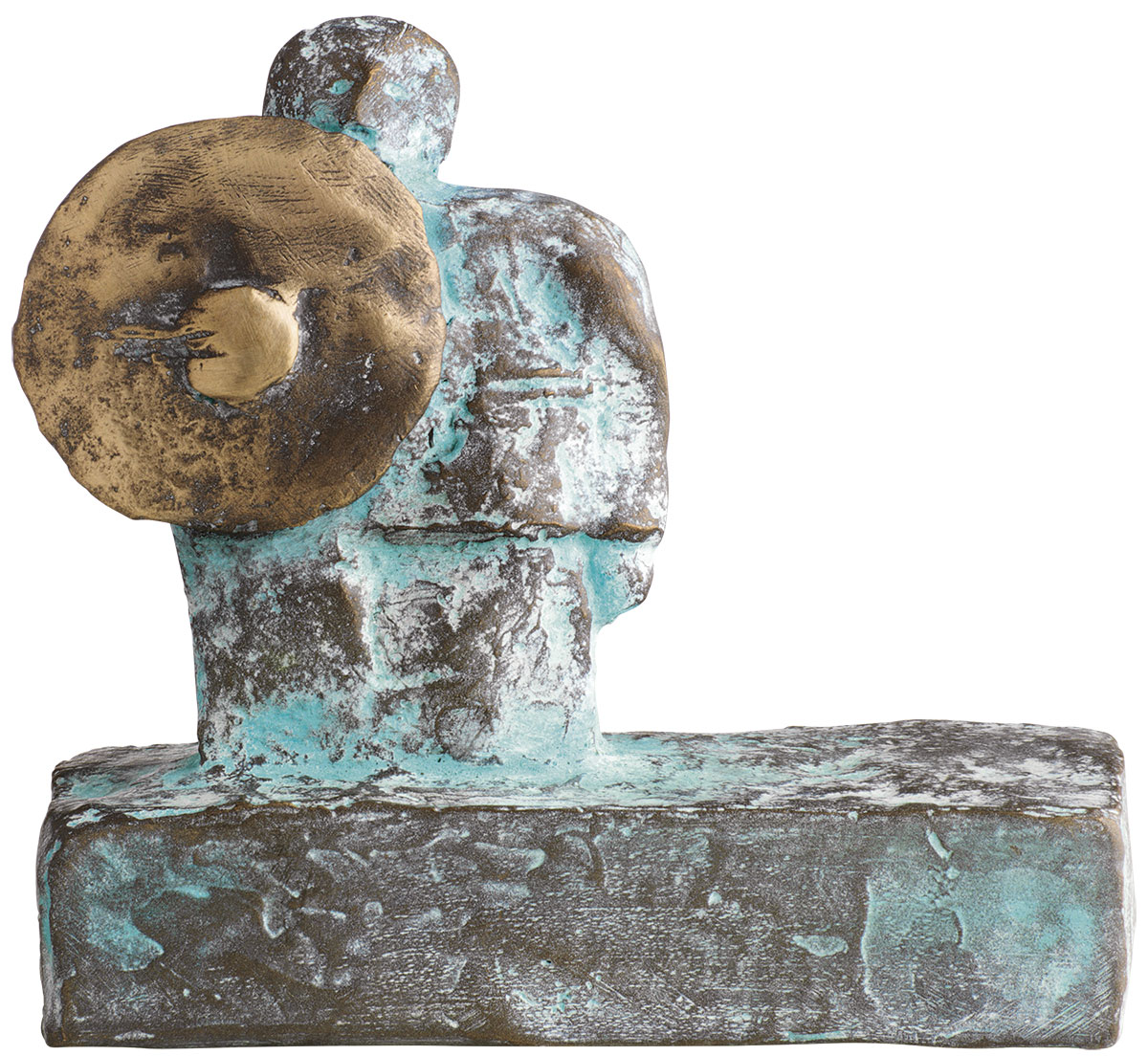 Christoph Fischer: Skulptur ‚Wächter‘ (2023), Version Bronze grün